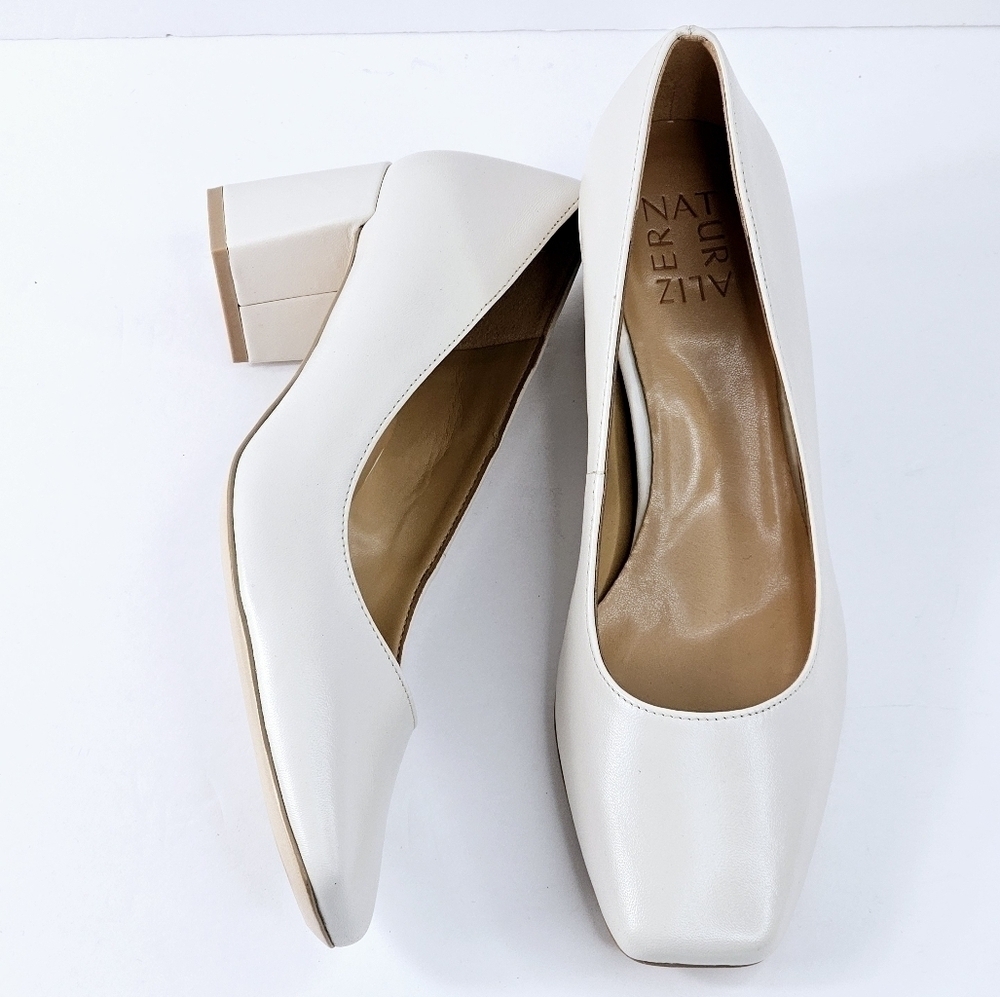 New! Naturalizer Karina Pump Leather Chunky Block Heel Square Toe Shoes. - Picture 10 of 16